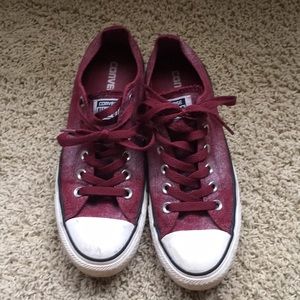Maroon Distressed Converse All-Stars